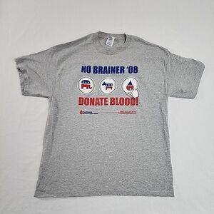 No Brainer '08 Donate Blood Florida's Blood Centers‎ Gray Mens XL Shirt EUC